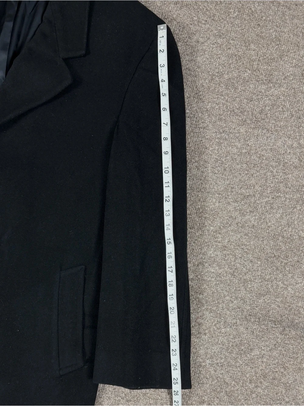 Vintage Black Wool Cashmere Long Overcoat Men’s 42 Large Single Breasted Coat_6